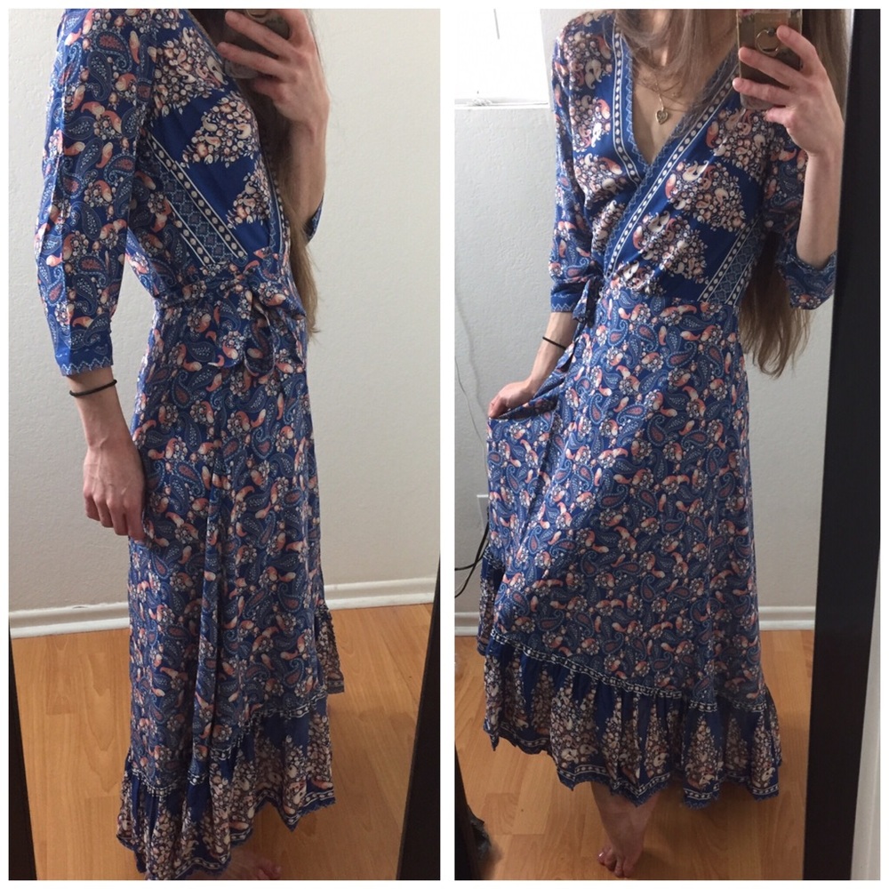 AMY Paisley Bohemian Wrap Style Dress - Picture 8 of 8